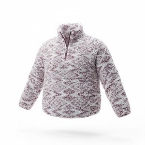 Cozy‎ Sherpa Ikat Burgundy 1/4 Zip Pullover Sweatshirt Cozy Casual Southwest XXL